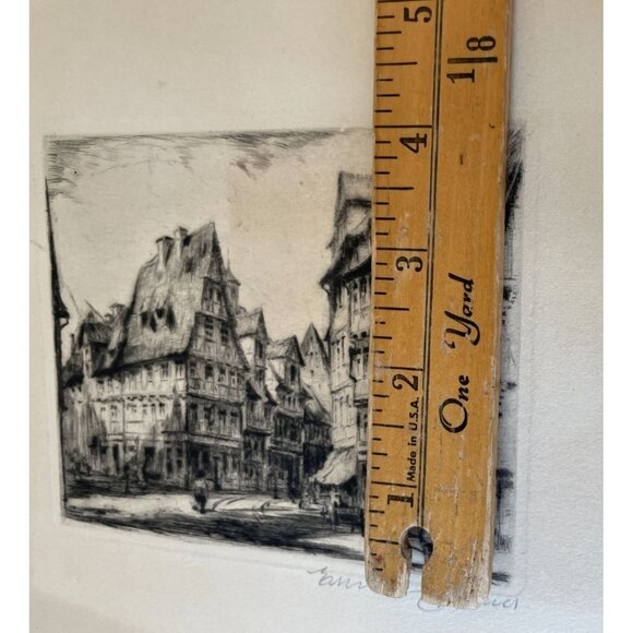 Ernst Zipperer Etching Of European Street Scene On Cream Paper - Picture 4 of 13